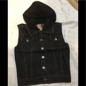 Denim vest detachable hoodie boys out wear stylish